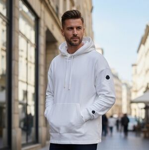 Moncler White Terry Kangaroo Pocket Pullover Hoodie 3xl